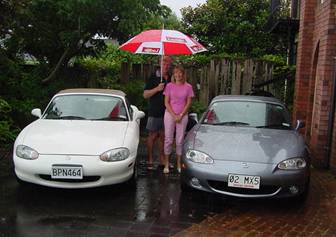 Gary and Allison with Two of Their MX-5's
